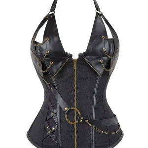 Corset Steampunk en Cuir, Bustier Gothique