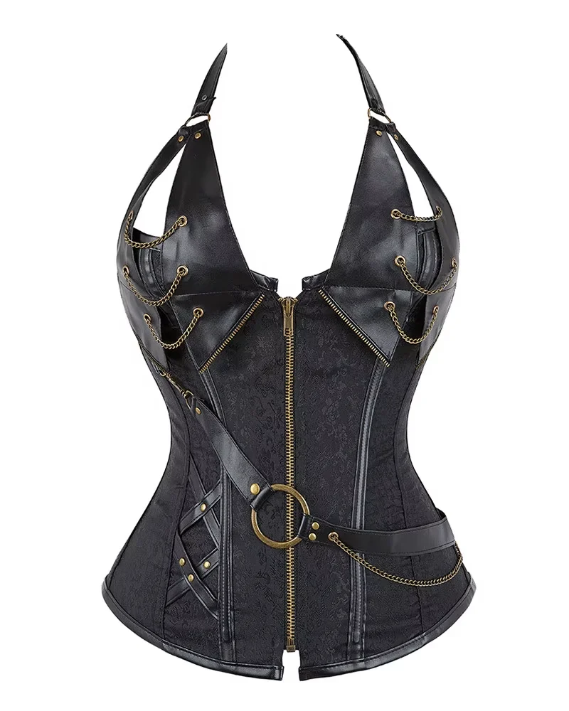 Corset Steampunk en Cuir, Bustier Gothique