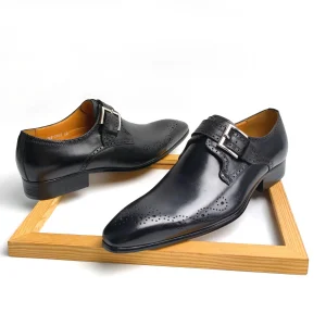 Bureau affaires hommes chaussures couche supérieure en cuir de vachette boucle en métal réglable