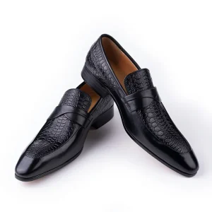 Chaussures en cuir véritable pour hommes pour soirée d’affaires britannique à bout pointu noir