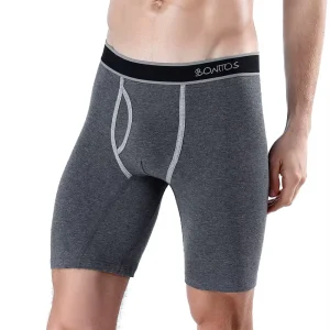 Boxer en coton à mouche, sous-vêtements à jambes longues pour hommes