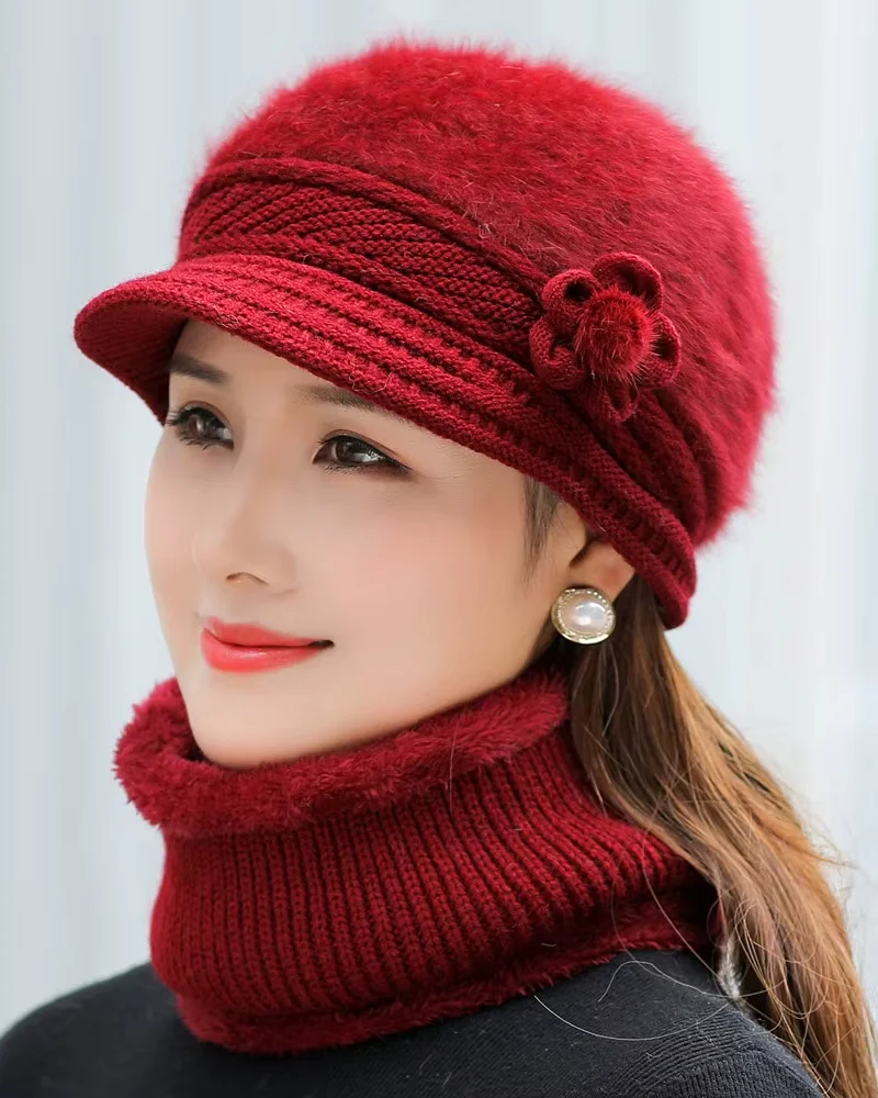 Bonnet et écharpe doublés de fourrure pour femmes – Image 7