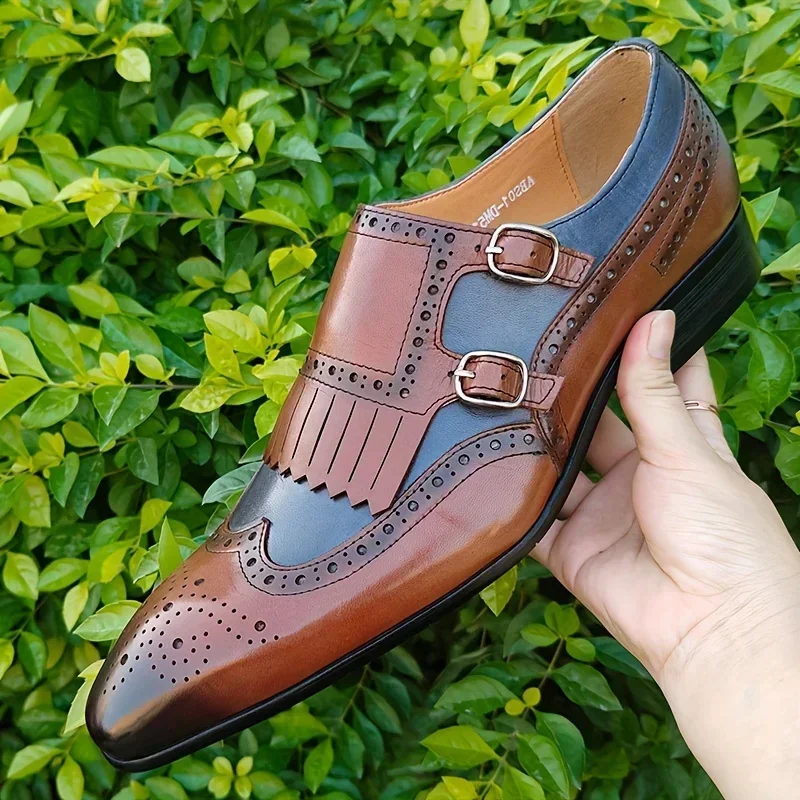 Chaussures de luxe en cuir véritable à lacets pour hommes mocassins rétro de styliste – Image 5