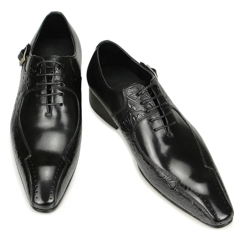 Chaussures en cuir faites à la main pour hommes chaussures d’affaires décontractées – Image 7
