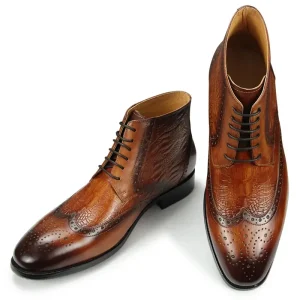 Bottes d’affaires personnalisées pour hommes Brogue à lacets à la cheville