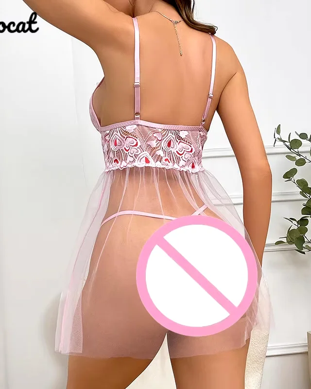 Ensemble pyjama en dentelle avec string pour femme – Image 6