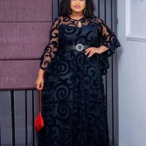 Robe en mousseline de soie à manches longues pour femmes