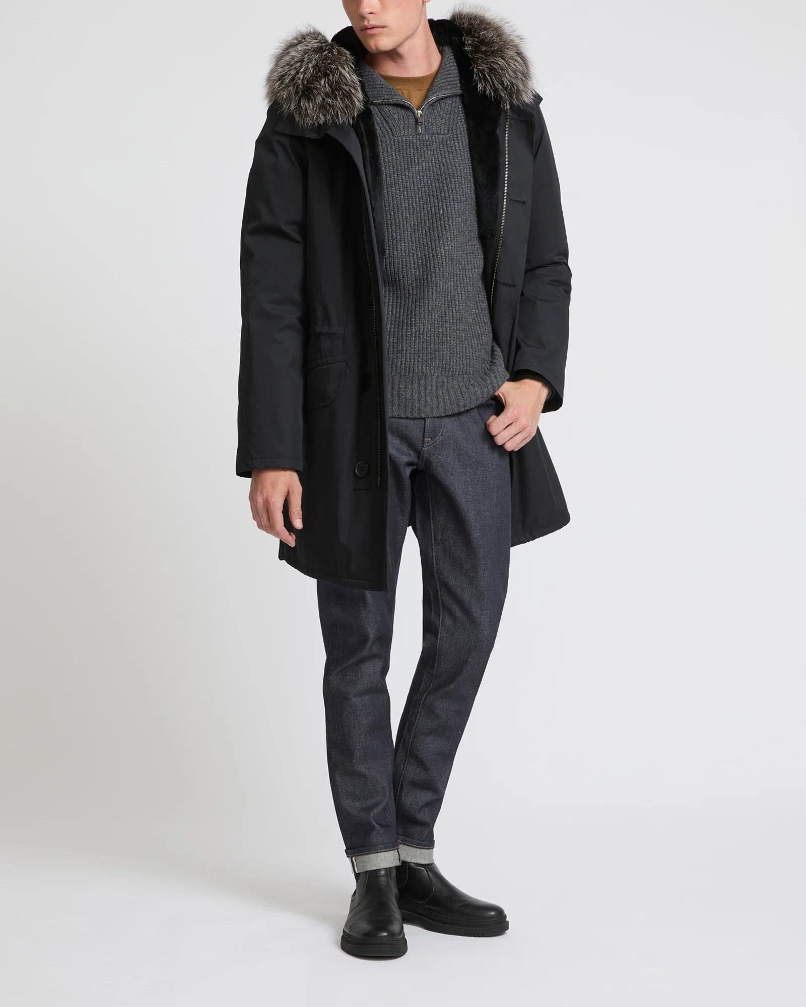 Iconic parka in technical cotton with fox and rabbit fur – Image 2