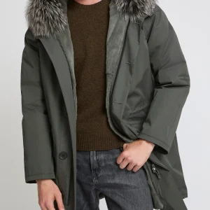 Iconic parka in technical cotton with fox and rabbit fur