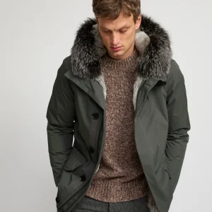 Short Iconic Parka In waterproof Cotton Blend with Fox Fur and Rabbit Fur