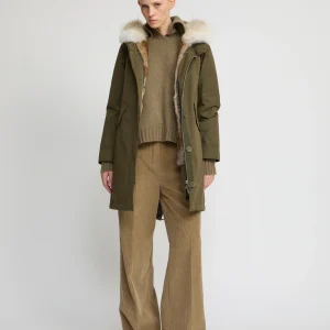 Regular parka in cotton blend and fur