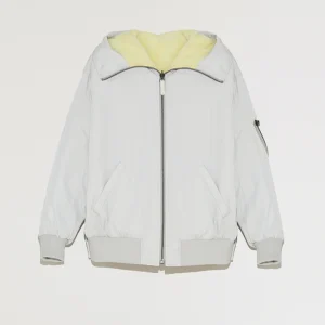 Bomber in technical fabric and wool skin - blue yellow - Yves Salomon