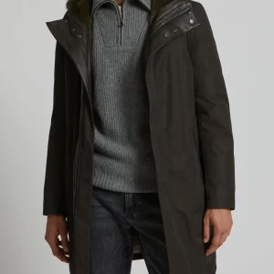 Hooded Coat In waterproof Gabardine And Mink fur