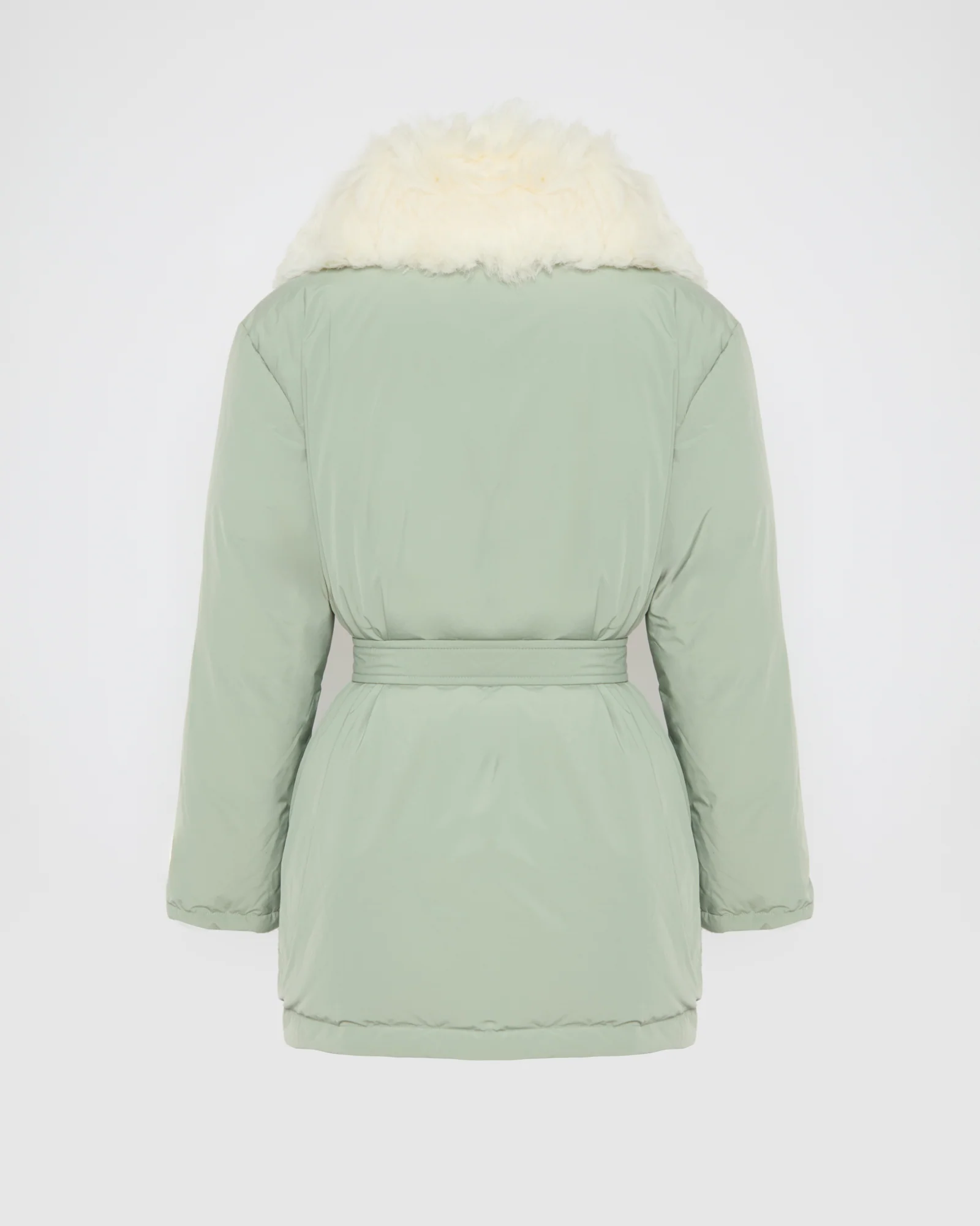 Belted down jacket in Toscana lamb – Image 3