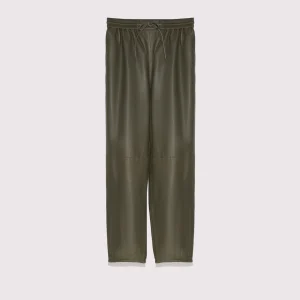 Leather joggers - khaki