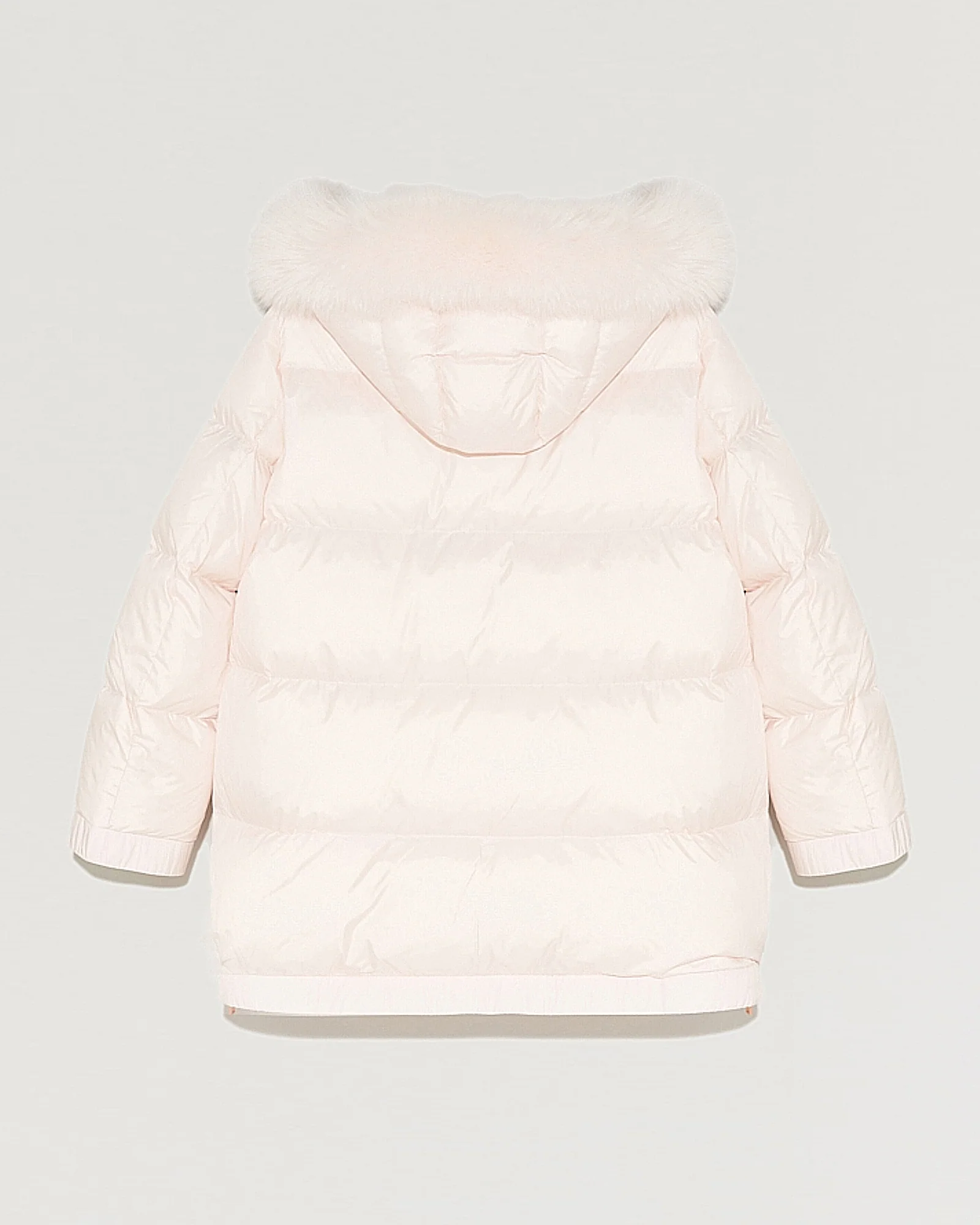 A-line puffer jacket with hood and fox fur trim – Image 3