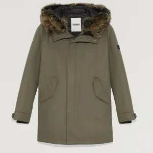 Hooded parka with fox fur