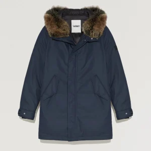 Hooded parka with fox fur