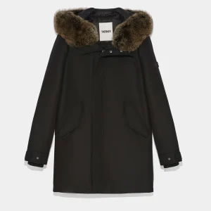 Hooded parka with fox fur