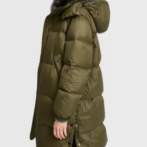 7/8 length down jacket with fox fur collar