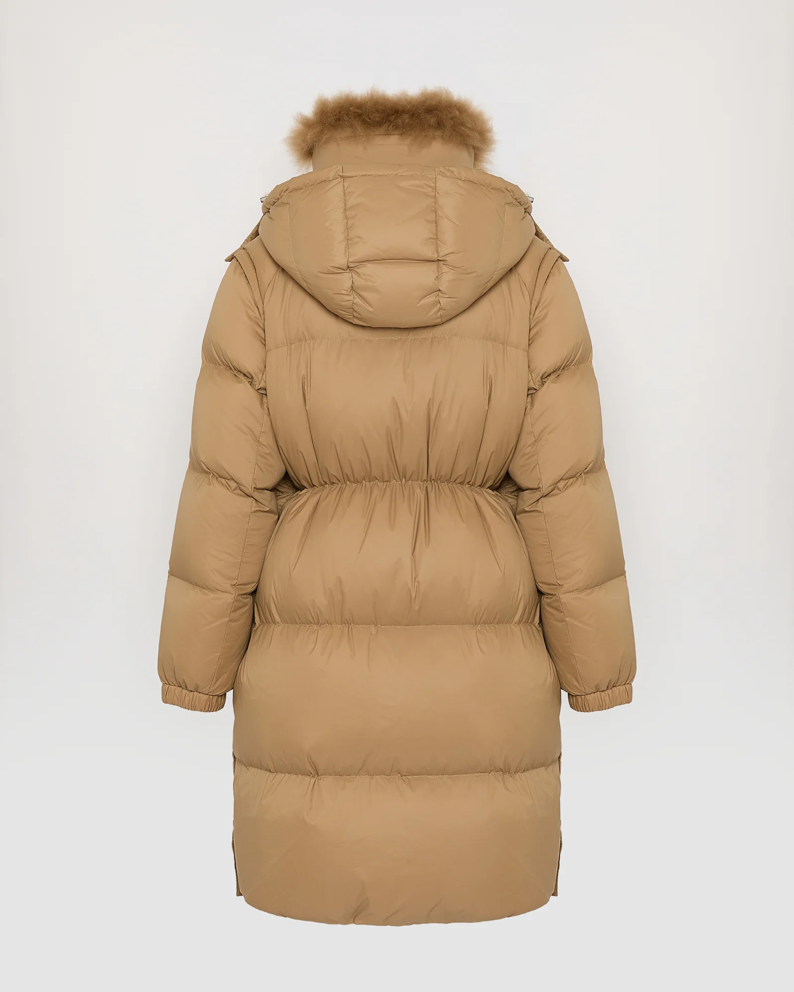 7/8 Long down jacket in water-repellent technical fabric with collar trim in fluffy lambswool – Image 8