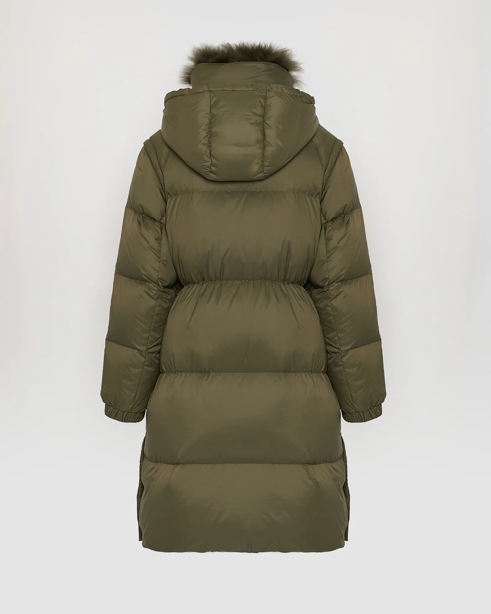 7/8 Long down jacket in water-repellent technical fabric with collar trim in fluffy lambswool – Image 8