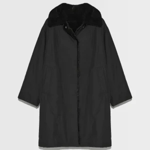 Reversible technical parka with mink fur