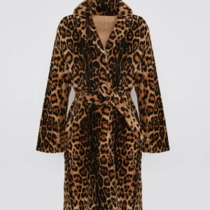 Belted shearling coat