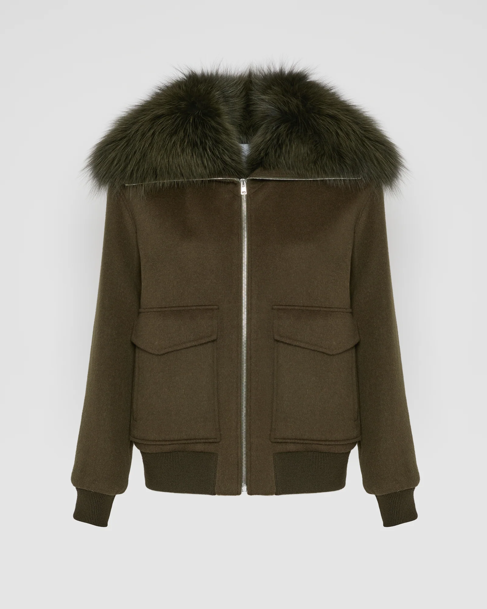 Cropped jacket in cashmere wool with fox fur collar – Image 6