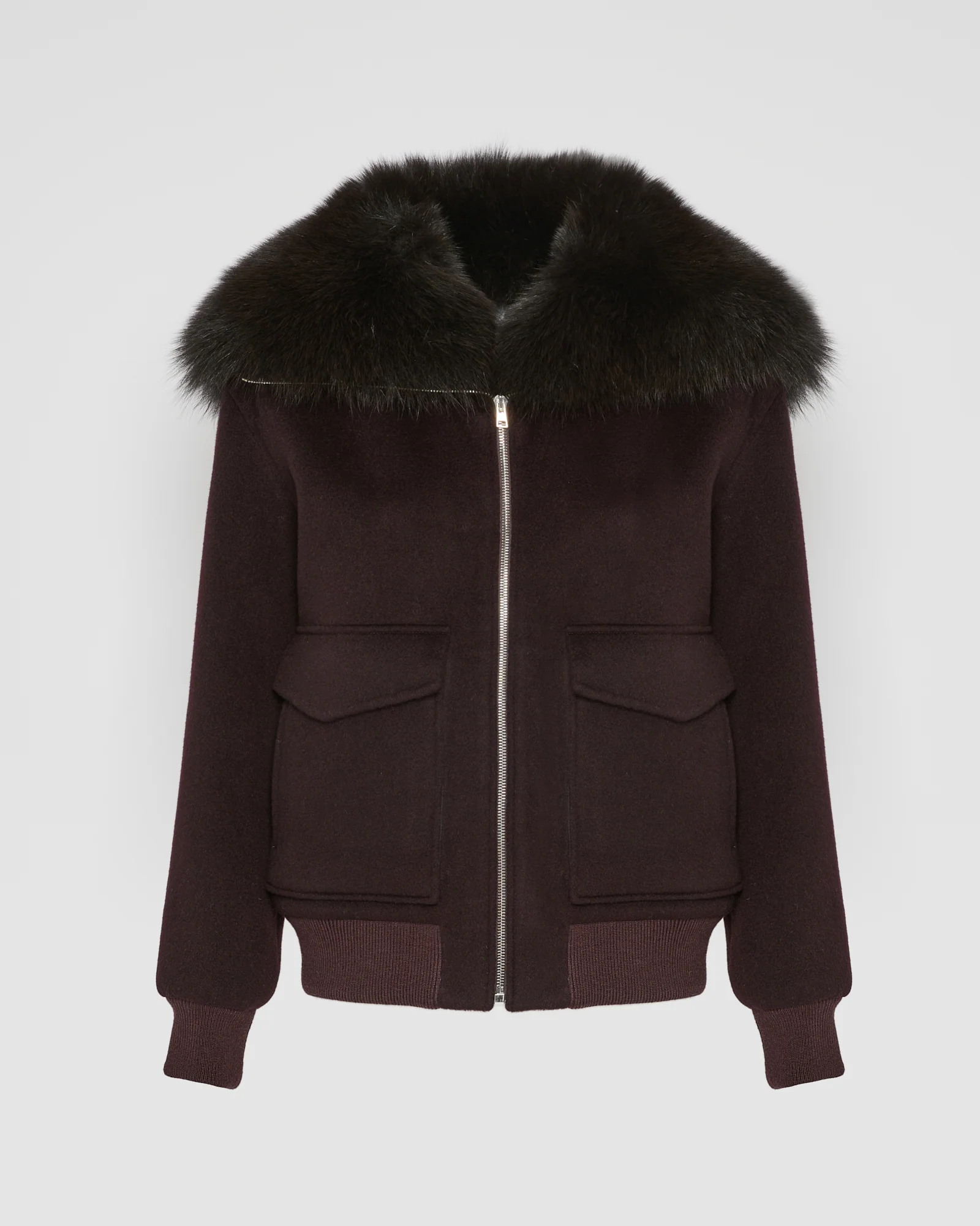 Cropped jacket in cashmere wool with fox fur collar – Image 7