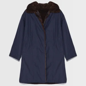 Reversible technical parka with mink fur