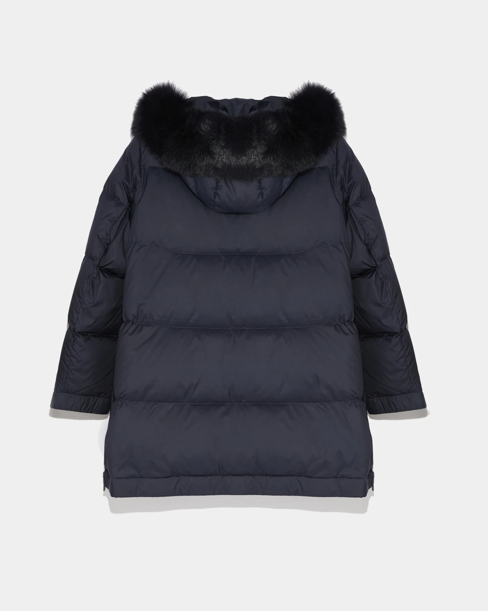 “A” line down jacket with fox fur hood trim – Image 3