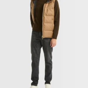 Down Gilet made with Loro Piana fabric with mink fur trim