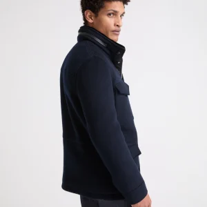Field jacket in double-sided wool-cashmere with mink trim