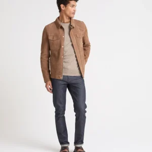 Double-sided velour leather jacket with nappa reverse