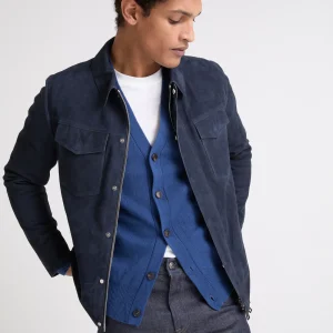 Double-sided velour leather jacket with nappa reverse