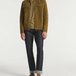 Double-sided velour leather jacket with nappa reverse