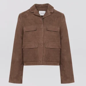 Cropped jacket in double-sided velour lamb leather