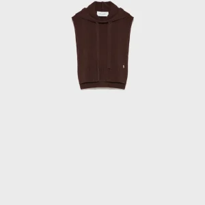 Hooded dickey in cashmere wool knit