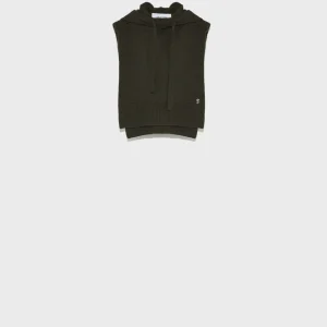 Hooded dickey in cashmere wool knit