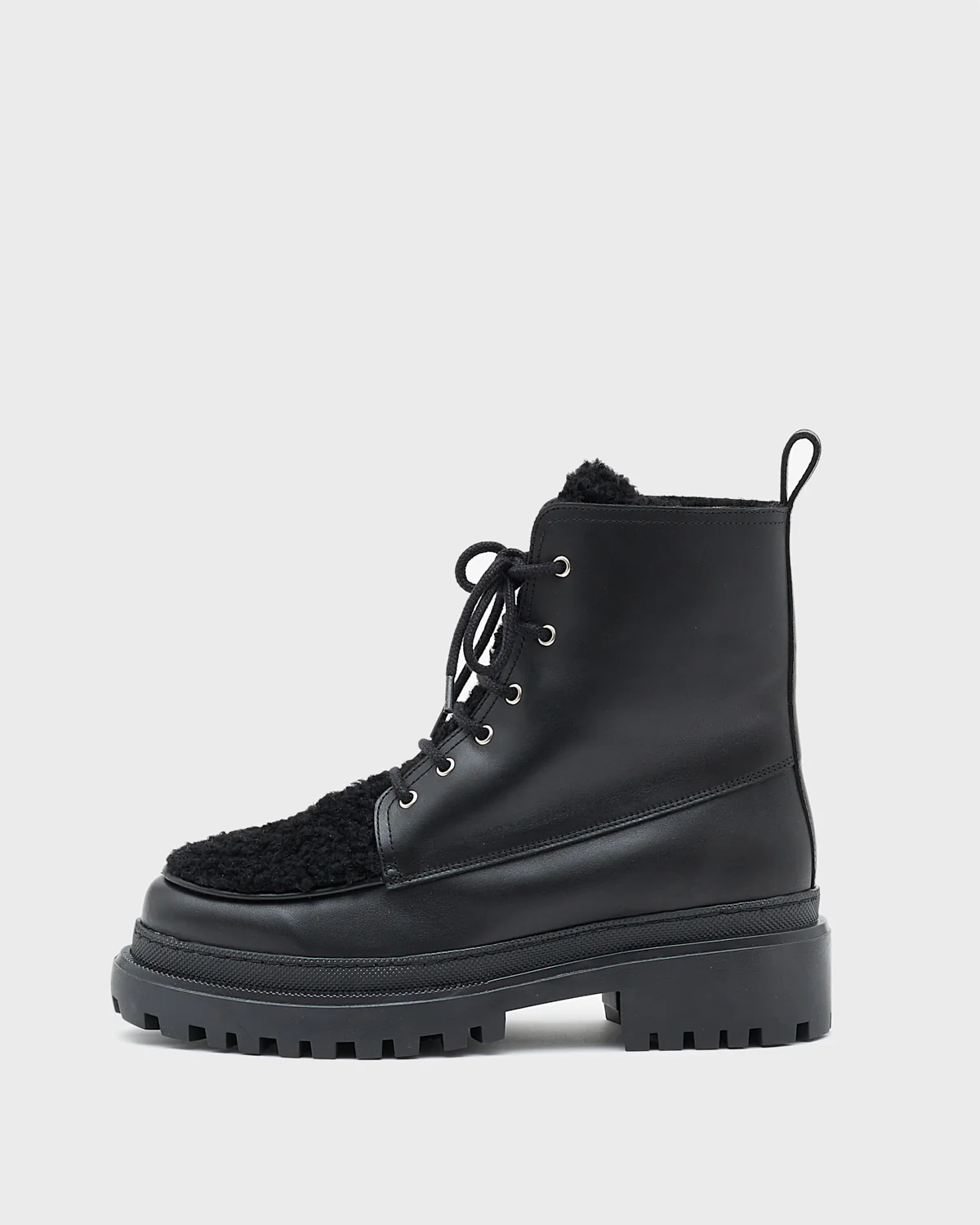 Ankle boots in leather and Lacon shearling – Image 3