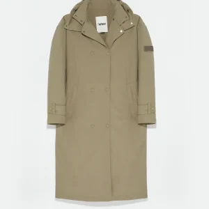 Technical fabric down-filled overcoat