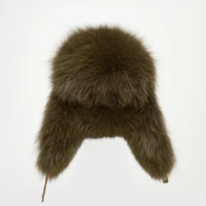 Technical fabric ushanka with fox fur