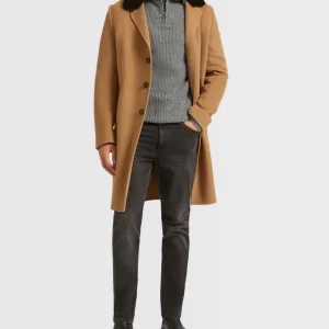 Double-Sided Wool-Cashmere Fabric Coat With Mink Collar