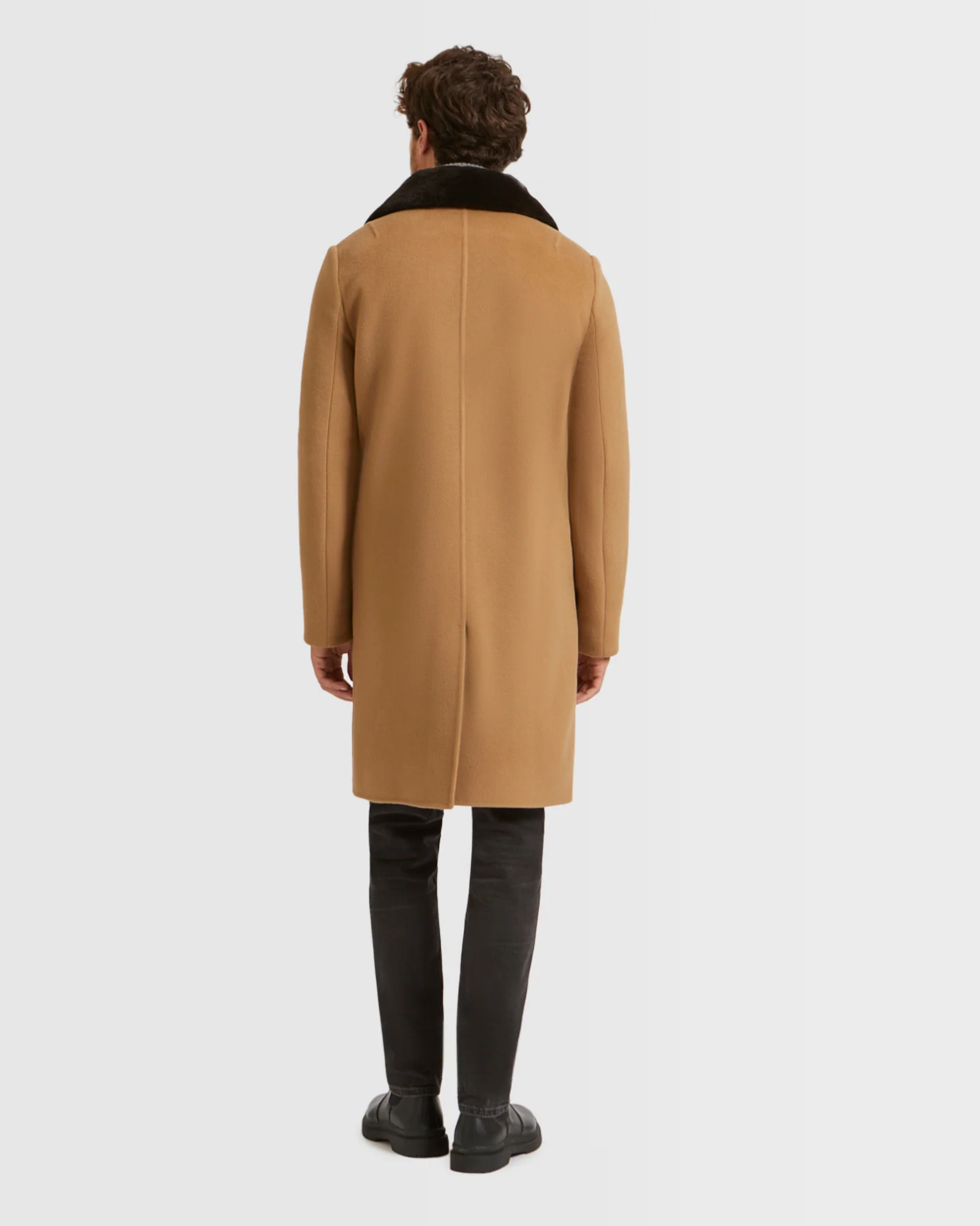 Double-Sided Wool-Cashmere Fabric Coat With Mink Collar – Image 6