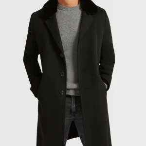 Double-Sided Wool-Cashmere Fabric Coat With Mink Collar