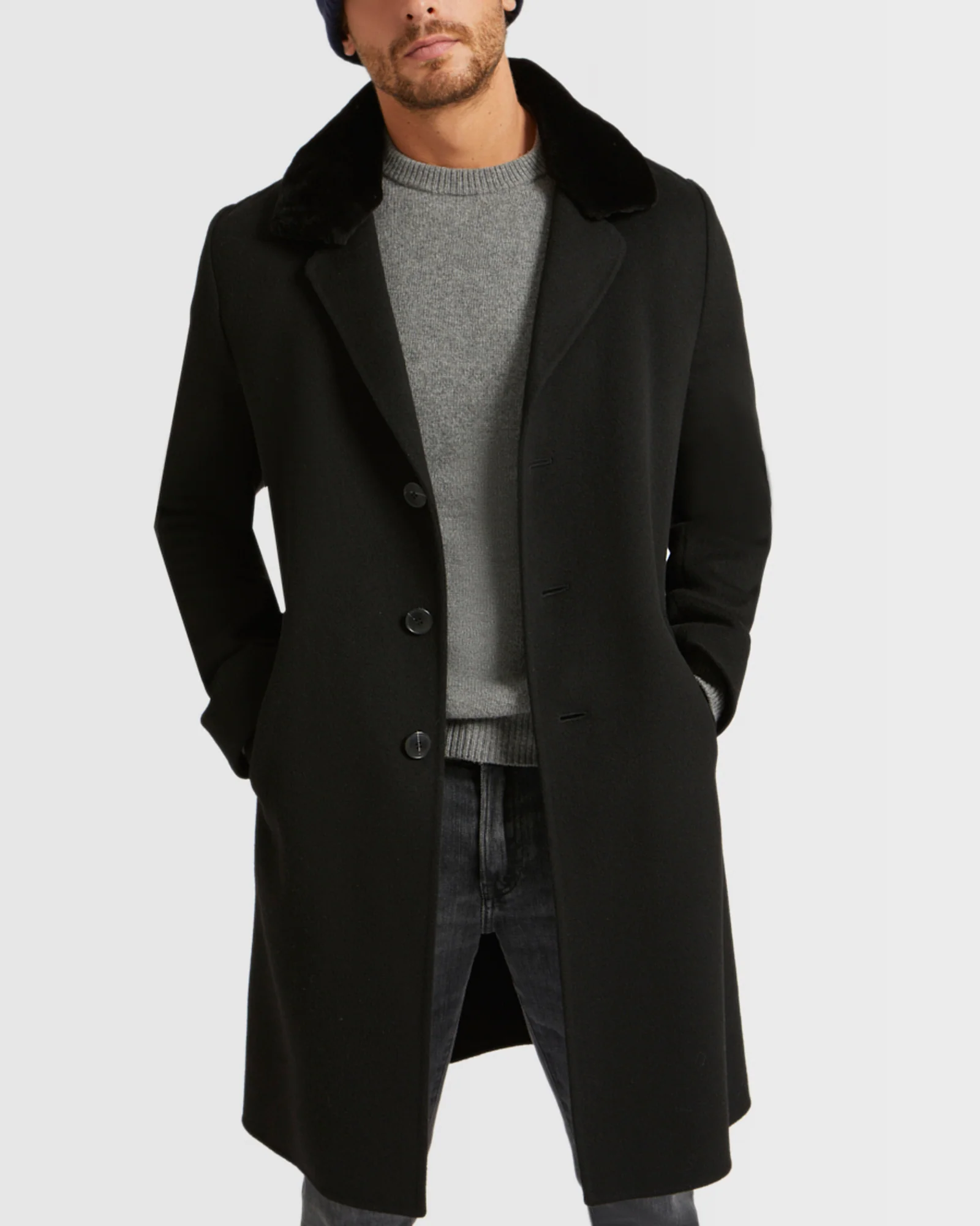 Double-Sided Wool-Cashmere Fabric Coat With Mink Collar – Image 2
