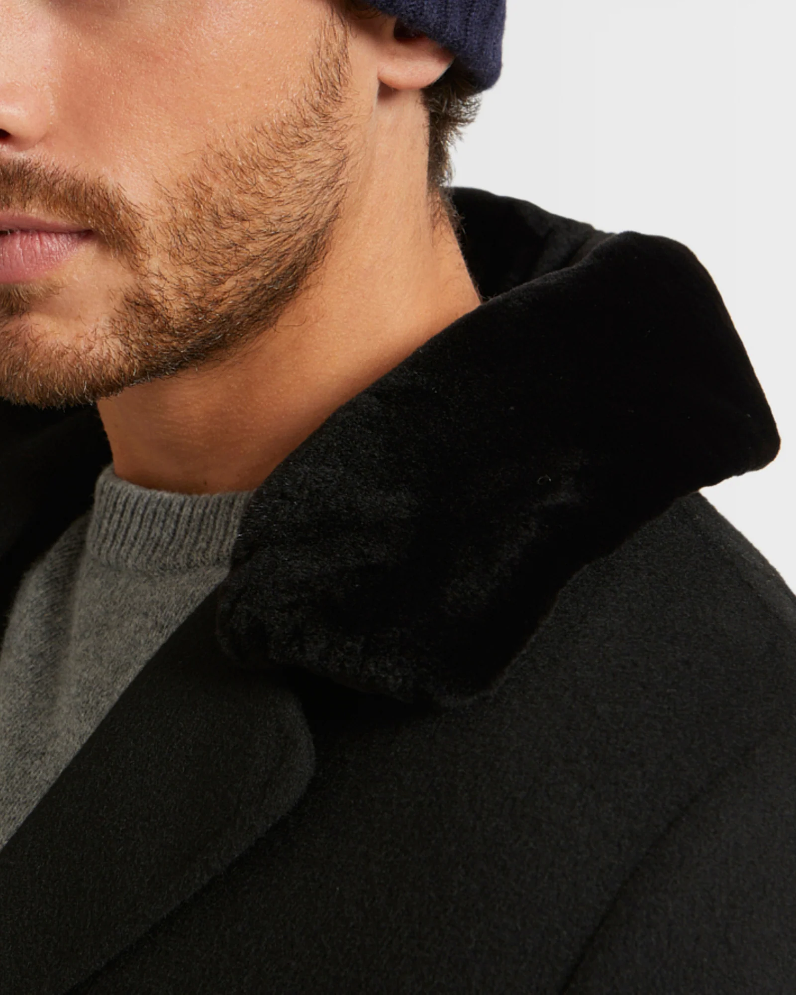 Double-Sided Wool-Cashmere Fabric Coat With Mink Collar – Image 3