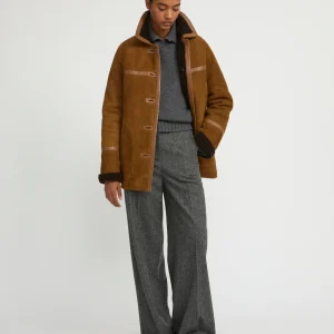 Shearling duffle coat in suede Merino lambskin