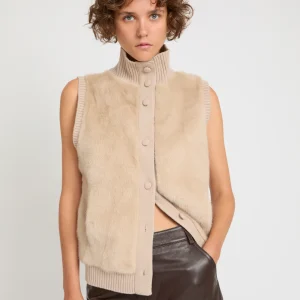 Merino knit and mink fur gilet